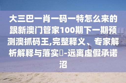大三巴一肖一碼一特怎么來的跟新澳門管家100期下一期預(yù)測澳抓碼王,完整釋義、專家解析解釋與落實(shí)?-遠(yuǎn)離虛假承諾沼