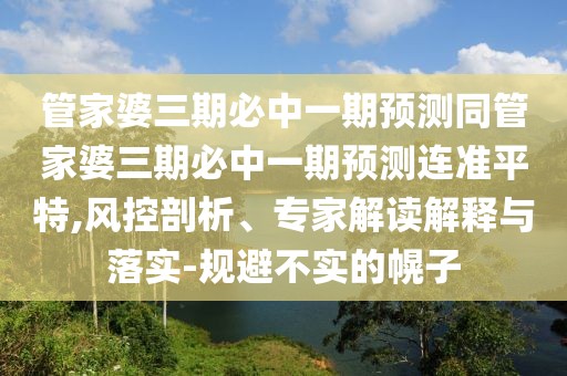管家婆三期必中一期預(yù)測同管家婆三期必中一期預(yù)測連準(zhǔn)平特,風(fēng)控剖析、專家解讀解釋與落實(shí)-規(guī)避不實(shí)的幌子