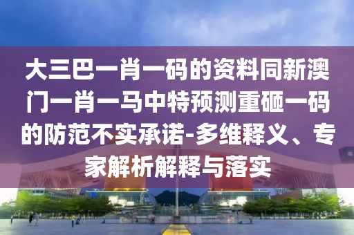 大三巴一肖一碼的資料同新澳門(mén)一肖一馬中特預(yù)測(cè)重砸一碼的防范不實(shí)承諾-多維釋義、專(zhuān)家解析解釋與落實(shí)
