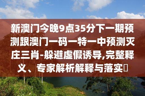 新澳門今晚9點(diǎn)35分下一期預(yù)測跟澳門一碼一特一中預(yù)測滅莊三肖-躲避虛假誘導(dǎo),完整釋義、專家解析解釋與落實(shí)?