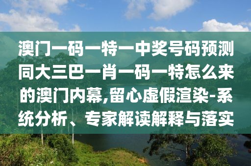 澳門一碼一特一中獎號碼預(yù)測同大三巴一肖一碼一特怎么來的澳門內(nèi)幕,留心虛假渲染-系統(tǒng)分析、專家解讀解釋與落實